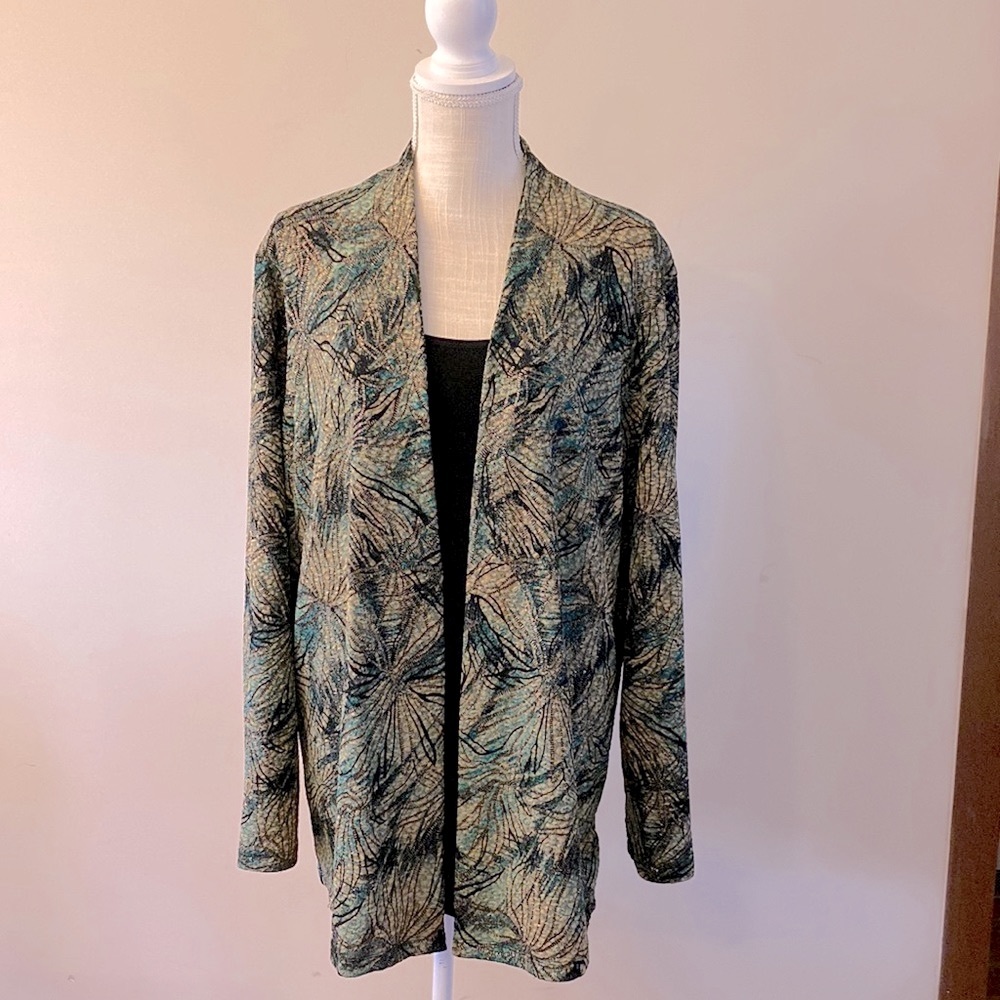 JM Collection women Jacket and vest  all in one multi color gold threading 2X